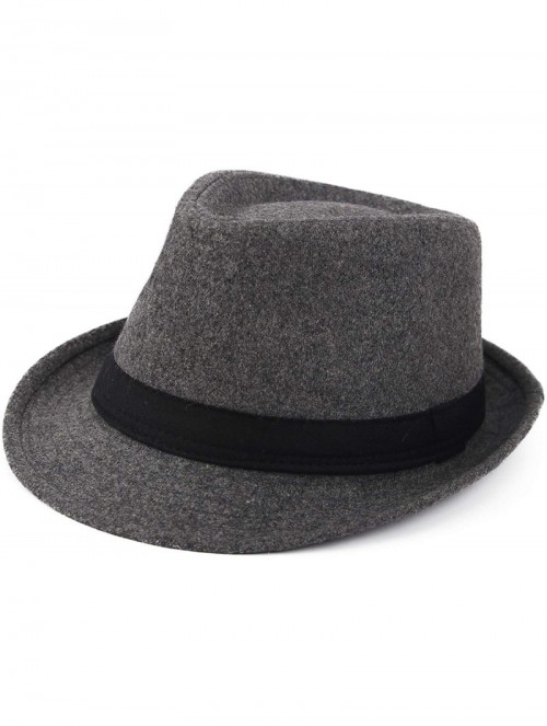 Fedoras Unisex Classic Trilby Fedora Hat - Dark Grey - CR18KD7UXWR $15.93