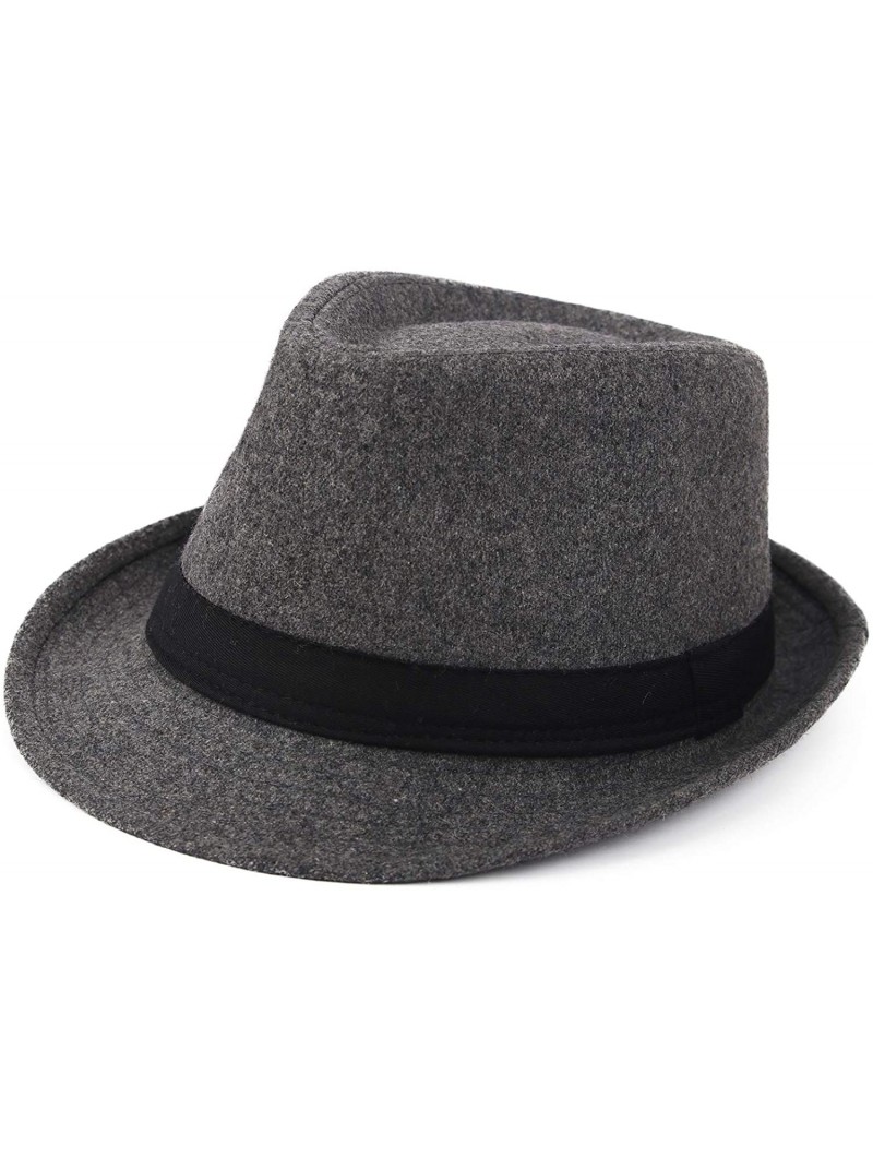 Fedoras Unisex Classic Trilby Fedora Hat - Dark Grey - CR18KD7UXWR $15.93