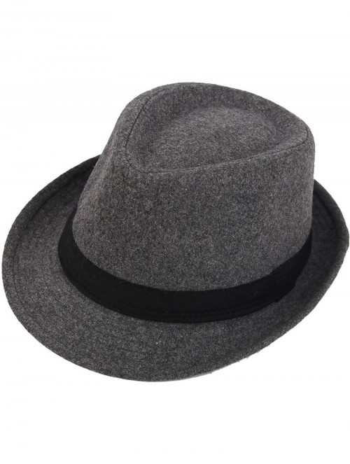 Fedoras Unisex Classic Trilby Fedora Hat - Dark Grey - CR18KD7UXWR $15.93