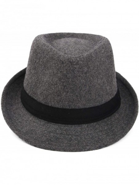 Fedoras Unisex Classic Trilby Fedora Hat - Dark Grey - CR18KD7UXWR $15.93