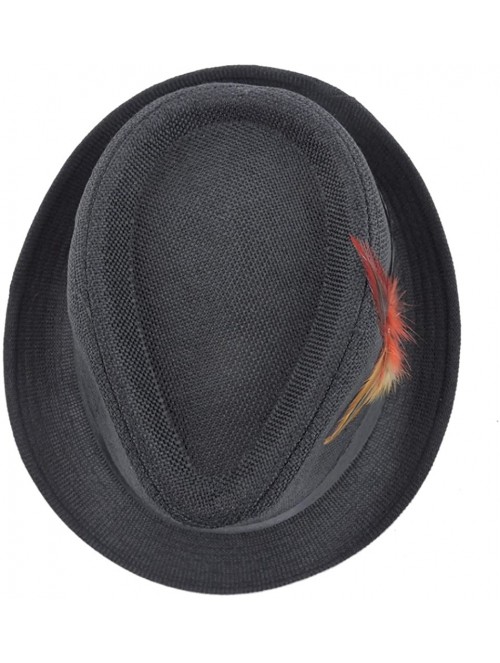 Fedoras Fedora Hat with Feathers Gatsby Holiday Octoberfast Bavarian Alpine Trlbe Dress Up Hats - Black - CA12BWNODNP $20.01