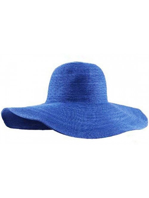 Sun Hats Women Wide Brim Floppy Beach Hat Sun Straw Hat Cap - Royal Blue - C811YNGXPSX $12.99