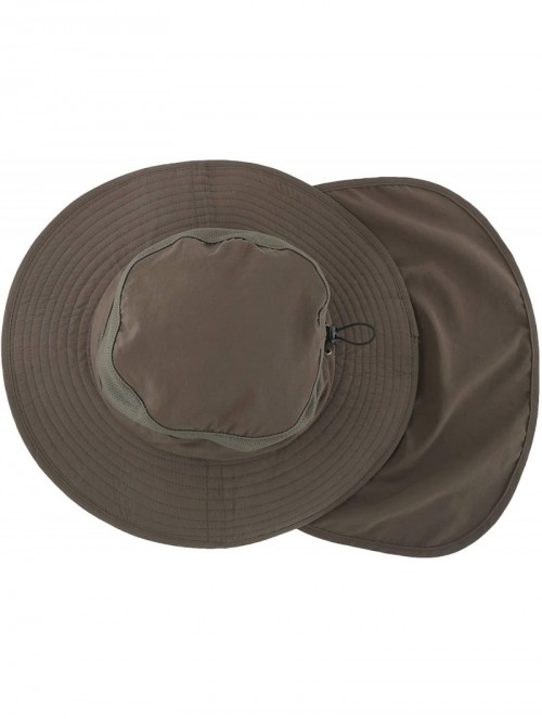 Sun Hats Outdoor UPF50+ Mesh Sun Hat Wide Brim Fishing Hat with Neck Flap - Army Green - CU18DQAY8U3 $19.89