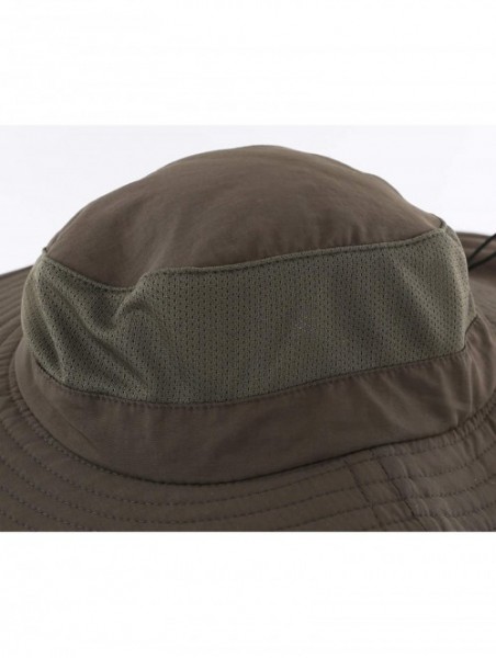 Sun Hats Outdoor UPF50+ Mesh Sun Hat Wide Brim Fishing Hat with Neck Flap - Army Green - CU18DQAY8U3 $19.89