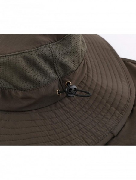 Sun Hats Outdoor UPF50+ Mesh Sun Hat Wide Brim Fishing Hat with Neck Flap - Army Green - CU18DQAY8U3 $19.89