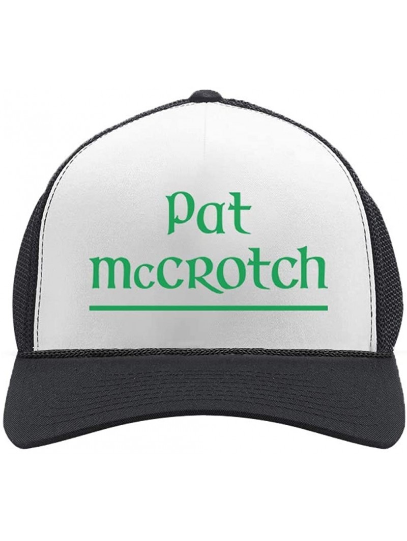 Baseball Caps Pat McCROTCH St Patrick's Day Funny Trucker Hat Mesh Cap - Black/White - CV18OSM3W7Q $16.26