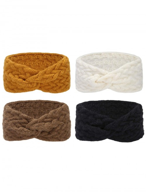 Cold Weather Headbands 4pcs Winter Warm Headbands Soft Stretch Knitted Head Wraps Winter Ear Warmers for Women Girls - 4pcs/D...