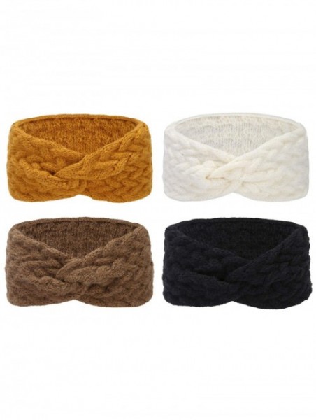 Cold Weather Headbands 4pcs Winter Warm Headbands Soft Stretch Knitted Head Wraps Winter Ear Warmers for Women Girls - 4pcs/D...