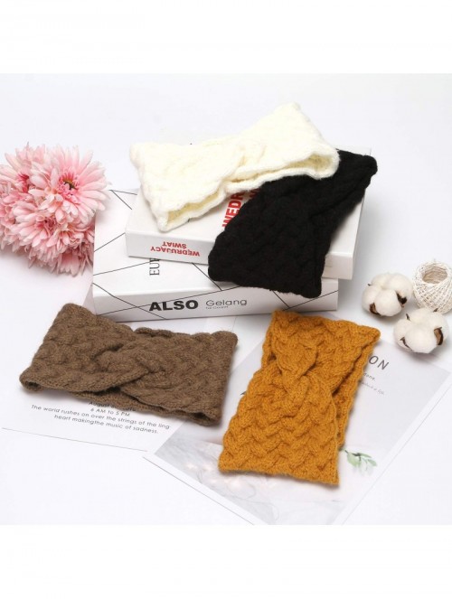 Cold Weather Headbands 4pcs Winter Warm Headbands Soft Stretch Knitted Head Wraps Winter Ear Warmers for Women Girls - 4pcs/D...