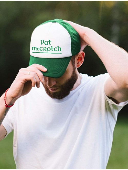 Baseball Caps Pat McCROTCH St Patrick's Day Funny Trucker Hat Mesh Cap - Black/White - CV18OSM3W7Q $16.26