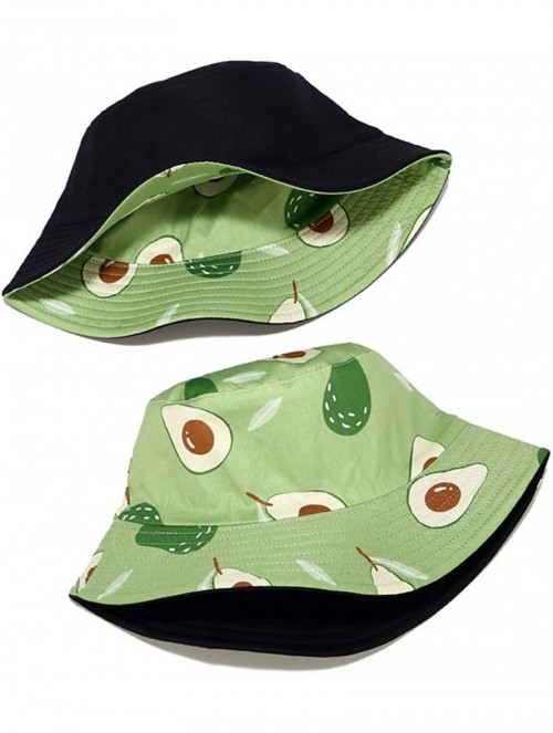 Bucket Hats Banana Print Bucket Hat Fruit Pattern Fisherman Hats Summer Reversible Packable Cap - Avocado Green - C319490G8A5...