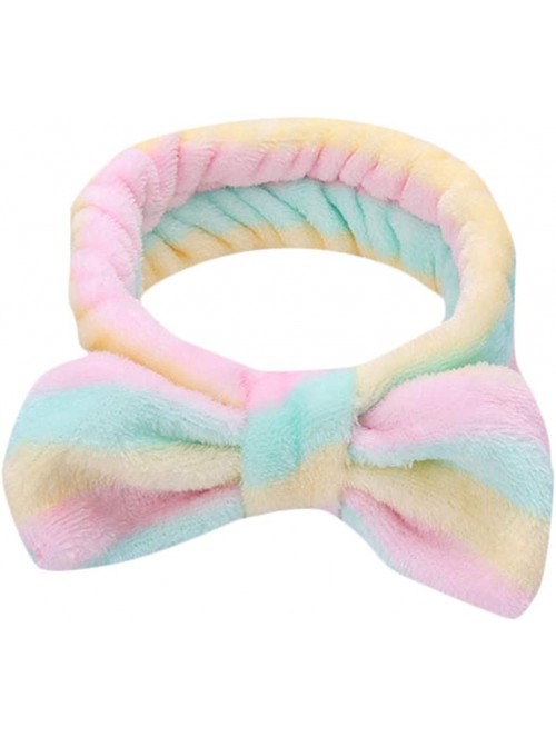 Headbands FarJing Bow Hair Band Women Facial Makeup Head Band Soft Coral Fleece Head Wraps For Shower Washing Face - A-e - C3...