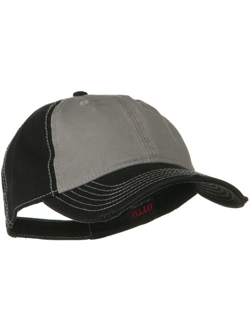 Baseball Caps Superior Garment Washed Cotton Twill Frayed Visor Cap - Black Grey - C411918DEH5 $14.53