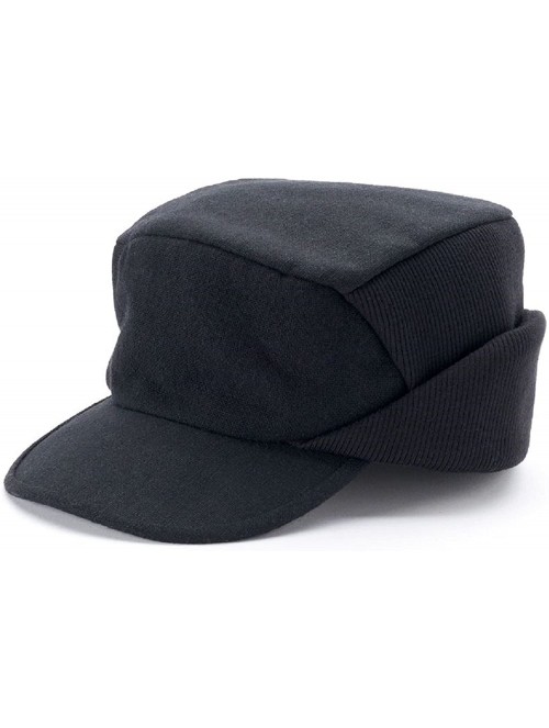 Newsboy Caps Men Solid Wool Blend Driver Cap Black - CR12GJH19CR $16.76