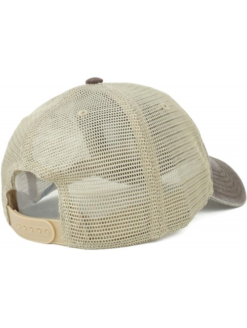 Baseball Caps Oversize XXL Grey American Flag Embroidered Washed Trucker Mesh Cap - Brown - C418LNHQ0WU $25.20