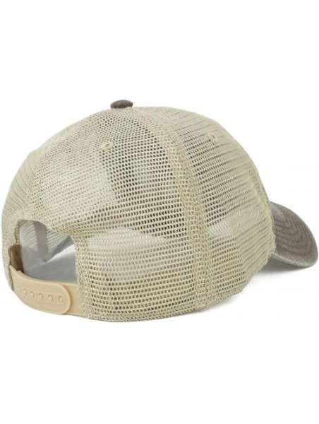 Baseball Caps Oversize XXL Grey American Flag Embroidered Washed Trucker Mesh Cap - Brown - C418LNHQ0WU $25.20