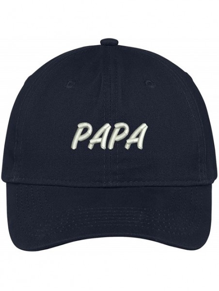 Baseball Caps Papa Embroidered Soft Crown 100% Brushed Cotton Cap - Navy - CL17YTD6E3W $25.79