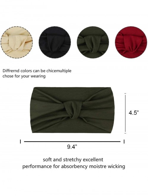 Headbands 4 Pack Turban Headbands for Women Hair Vintage Flower Printed Cross Elastic Head Wrap - CG18ZIL5C9A $17.62