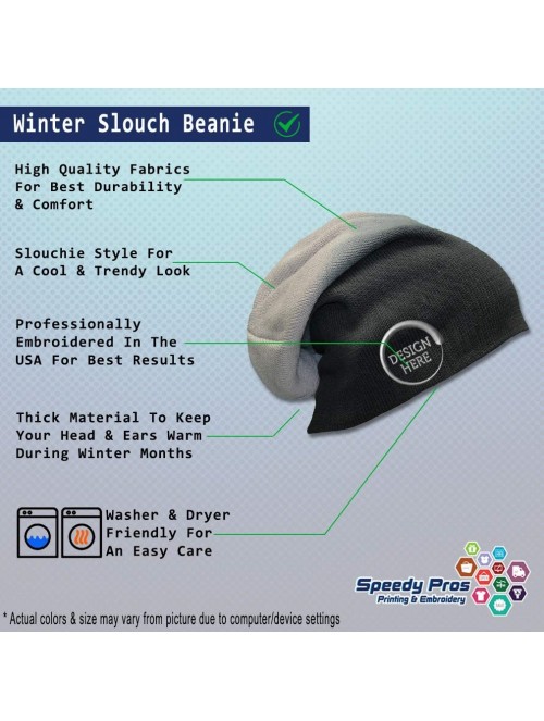 Skullies & Beanies Custom Slouchy Beanie EMT Rescue Embroidery Skull Cap Hats for Men & Women - Black Grey - CD18A579U4H $15.93