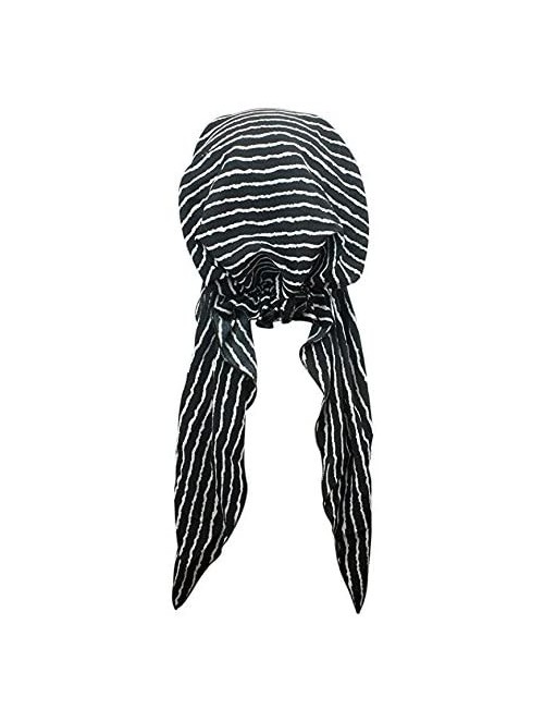 Skullies & Beanies Chemo Cap-Turban Headwear-Multi Function Headwrap and Chemo Hats for Hairloss - 217-stripes-black - CP187E...