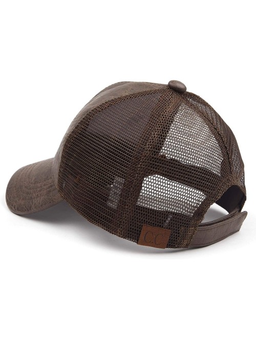 Baseball Caps Hatsandscarf Mesh Trucker Faux Leather Textured Baseball Cap (BA-27) - Brown - C118Q0EHGY4 $13.92