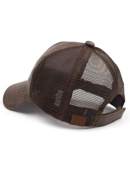 Baseball Caps Hatsandscarf Mesh Trucker Faux Leather Textured Baseball Cap (BA-27) - Brown - C118Q0EHGY4 $13.92