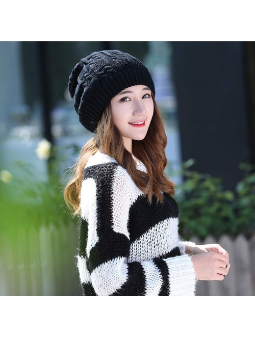 Skullies & Beanies Womens Winter Knit Slouchy Beanie Baggy Warm Soft Chunky Cable Hats - A-black - C118HYK6GU3 $14.40