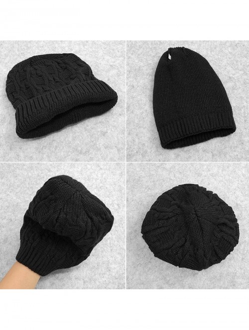 Skullies & Beanies Womens Winter Knit Slouchy Beanie Baggy Warm Soft Chunky Cable Hats - A-black - C118HYK6GU3 $14.40