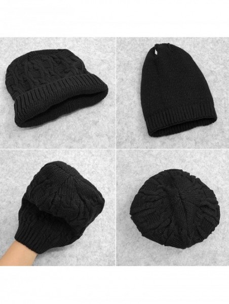 Skullies & Beanies Womens Winter Knit Slouchy Beanie Baggy Warm Soft Chunky Cable Hats - A-black - C118HYK6GU3 $14.40