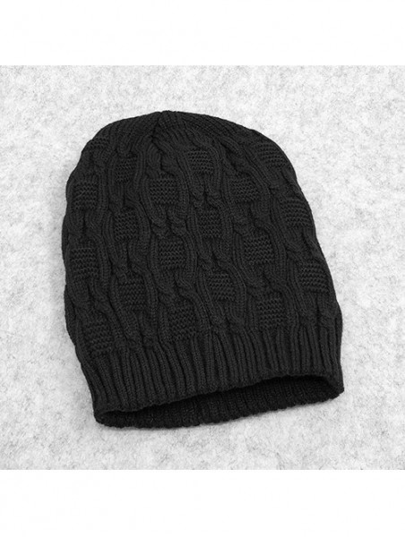 Skullies & Beanies Womens Winter Knit Slouchy Beanie Baggy Warm Soft Chunky Cable Hats - A-black - C118HYK6GU3 $14.40