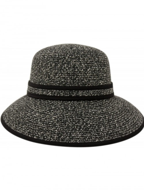 Sun Hats Straw Packable Sun Hat with Black Sash- Wide Front Brim and Smaller Back - Black - CT183L7GC93 $18.39