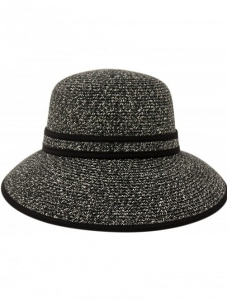 Sun Hats Straw Packable Sun Hat with Black Sash- Wide Front Brim and Smaller Back - Black - CT183L7GC93 $18.39