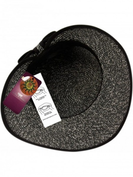 Sun Hats Straw Packable Sun Hat with Black Sash- Wide Front Brim and Smaller Back - Black - CT183L7GC93 $18.39