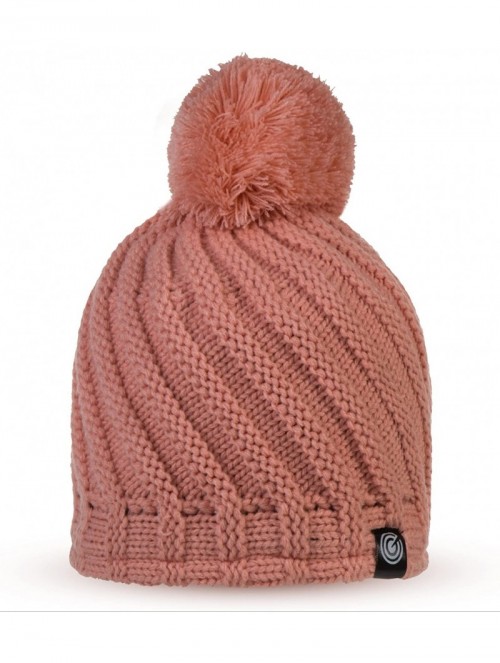 Skullies & Beanies Evony Womens Ribbed Pom Beanie Hat with Warm Fleece Lining - One Size - Light Pink - CI187N934MX $24.08