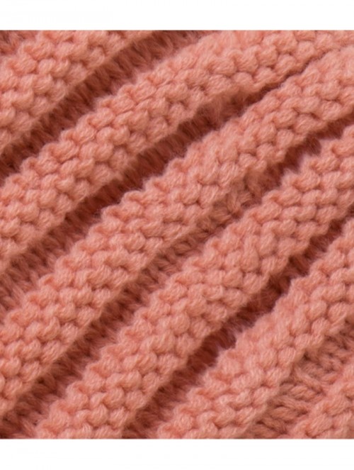 Skullies & Beanies Evony Womens Ribbed Pom Beanie Hat with Warm Fleece Lining - One Size - Light Pink - CI187N934MX $24.08