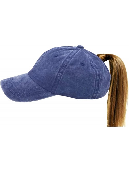 Baseball Caps Messy High Bun Women Ponytail-Baseball-Hat Twill Vintage Trucker Ponycap -Without Hair - Blue 1 - CU18NIZWXYL $...