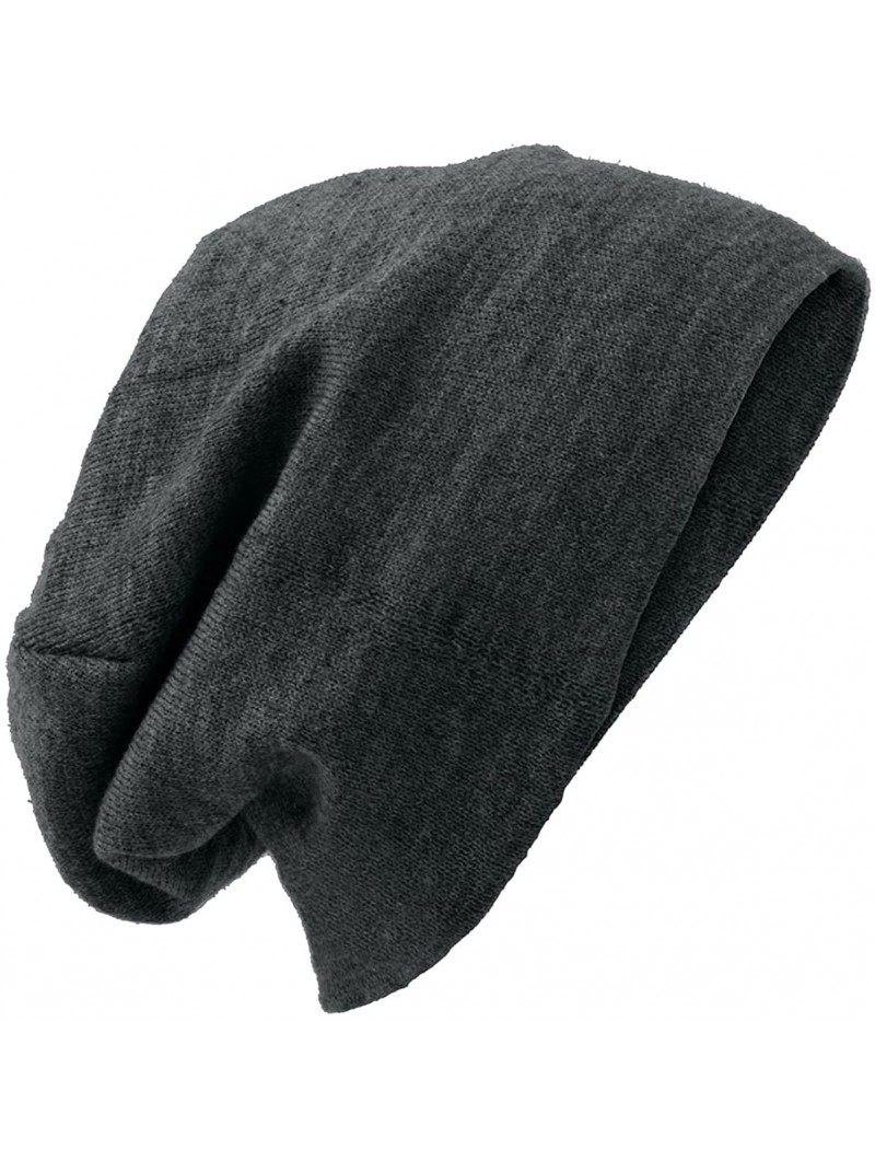 Skullies & Beanies Slouch Beanie - Charcoal Heather - CD119Q5K6HJ $13.27