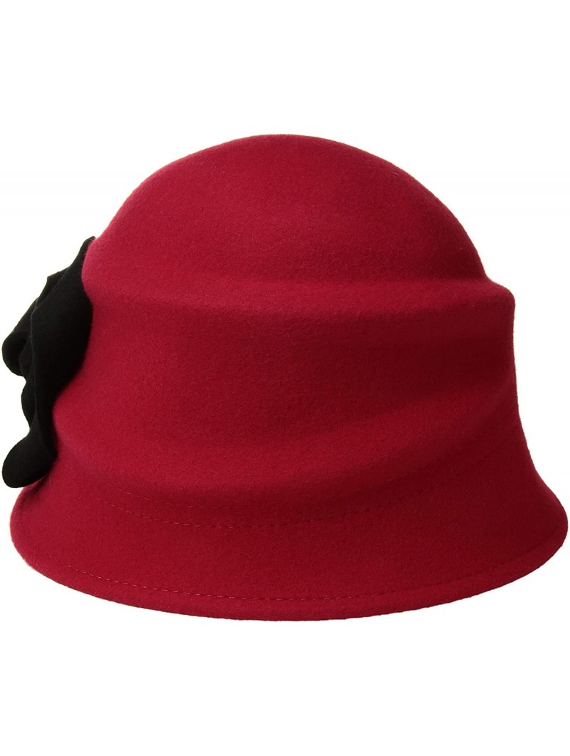 Sun Hats Women's Alexandrite Wool Trilby Hat with Flower Trim - Scarlet/Black - CA18C9ZR0CE $51.98