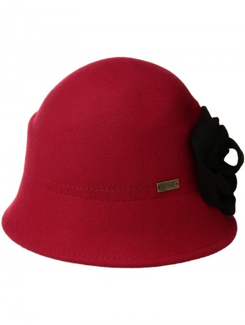 Sun Hats Women's Alexandrite Wool Trilby Hat with Flower Trim - Scarlet/Black - CA18C9ZR0CE $51.98