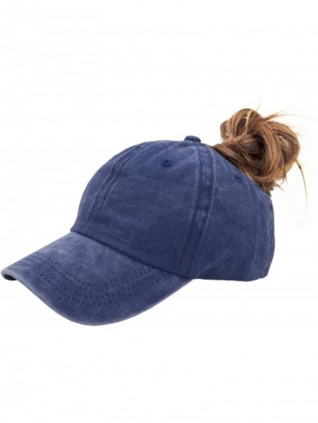 Baseball Caps Messy High Bun Women Ponytail-Baseball-Hat Twill Vintage Trucker Ponycap -Without Hair - Blue 1 - CU18NIZWXYL $...