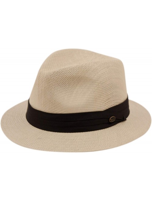 Fedoras Mens Summer Fedora Cuban Style Short Brim Hat - F2688natural - CC18QINZIO3 $30.22
