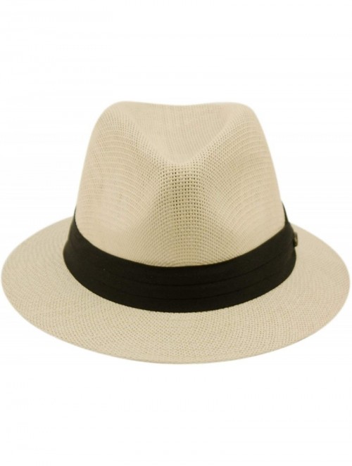 Fedoras Mens Summer Fedora Cuban Style Short Brim Hat - F2688natural - CC18QINZIO3 $30.22