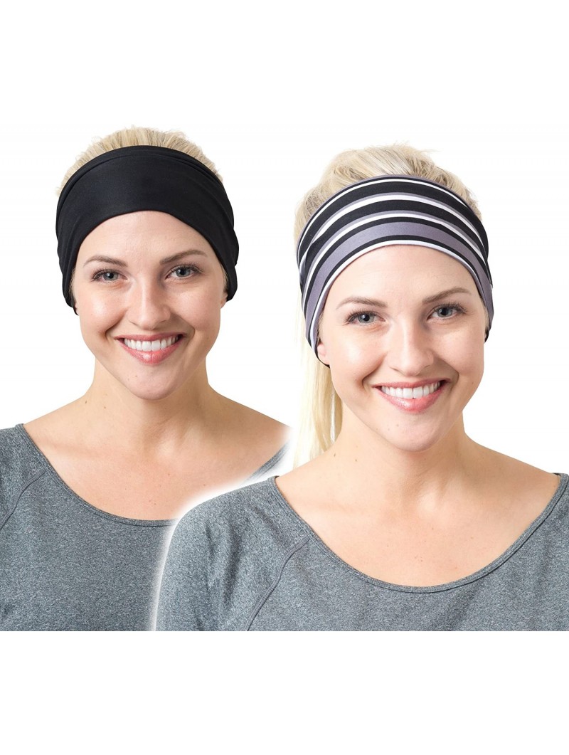 Headbands Yoga Headbands Women Men - Black 2 Pack - CU129FZCSMP $18.39