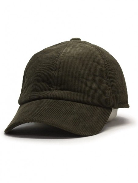 Baseball Caps Solid Corduroy Low Profile Adjustalble Baseball Cap - Olive W/Warmer Flap - CX1893IAW6D $19.19