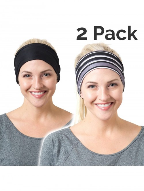 Headbands Yoga Headbands Women Men - Black 2 Pack - CU129FZCSMP $18.39