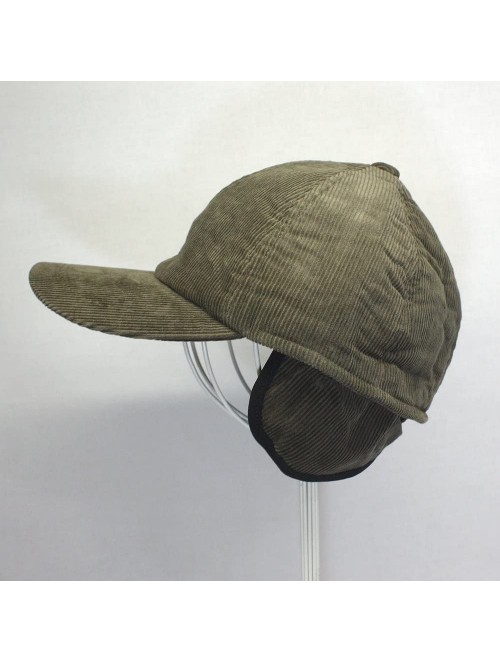 Baseball Caps Solid Corduroy Low Profile Adjustalble Baseball Cap - Olive W/Warmer Flap - CX1893IAW6D $19.19