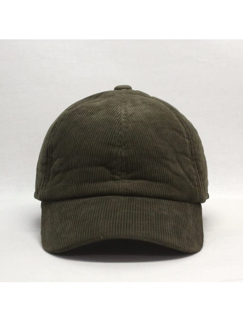 Baseball Caps Solid Corduroy Low Profile Adjustalble Baseball Cap - Olive W/Warmer Flap - CX1893IAW6D $19.19