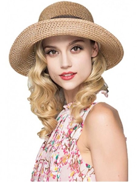 Sun Hats Women's Sun Straw Hat- Big Brim Hat Bowknot Summer Hat Foldable Roll up Floppy Sunhat Beach for Women - C518ROOIHG0 ...