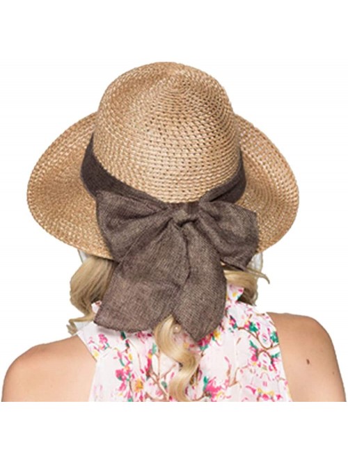 Sun Hats Women's Sun Straw Hat- Big Brim Hat Bowknot Summer Hat Foldable Roll up Floppy Sunhat Beach for Women - C518ROOIHG0 ...