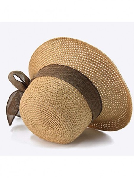 Sun Hats Women's Sun Straw Hat- Big Brim Hat Bowknot Summer Hat Foldable Roll up Floppy Sunhat Beach for Women - C518ROOIHG0 ...